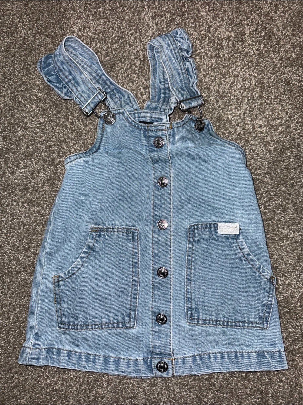 7 For All Mankind Light Blue Denim Pinafore Dress for Kids